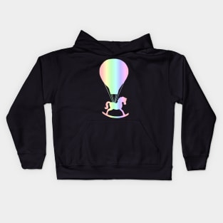 Pastel Rocking Horse Hot Air Balloon Kids Hoodie